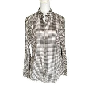 Barbour - Plaid Button Down Silk Blend Shirt Blouse Sz 36